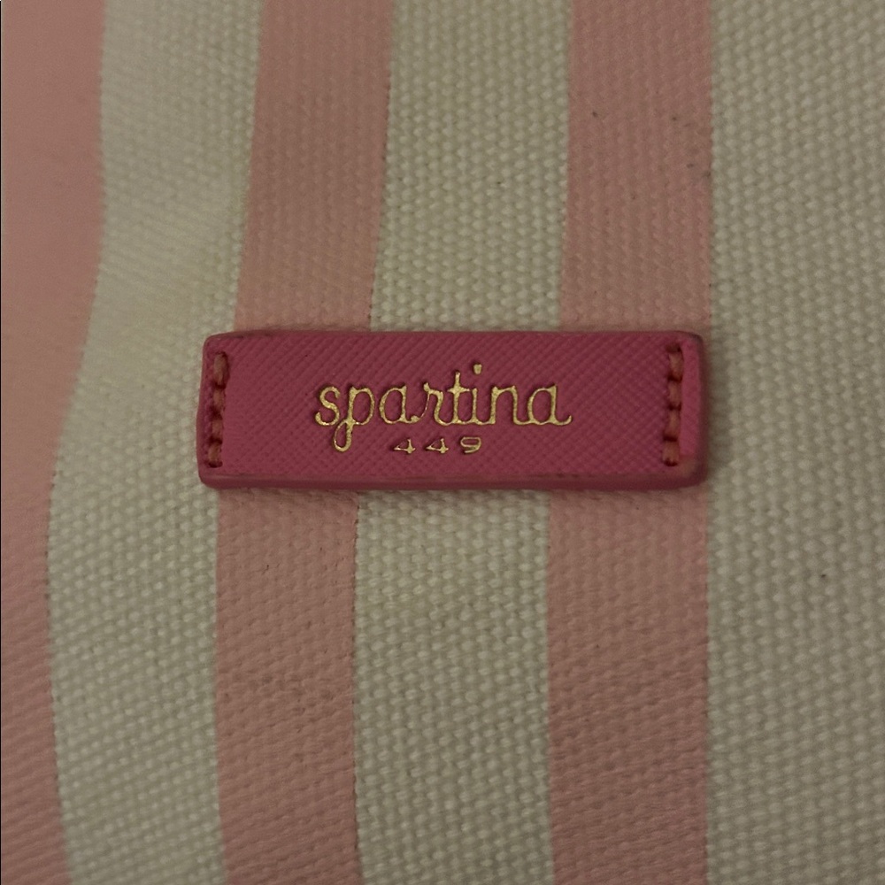 NWT Spartina 449 Pink & White Striped Moreland Pineapple Embroidered Beach Tote - Picture 8 of 8